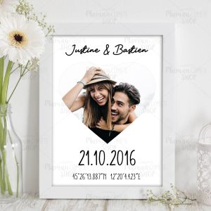 Affiche couple personnalisable – date, photo & lieu