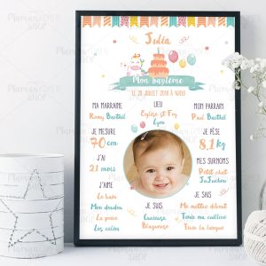 Affiche personnalisée baptême – thème fête