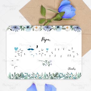 Carte points à relier personnalisée, message “Je t’aime”, bleu