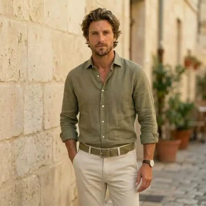 CHEMISE EN LIN KAKI | HOMME