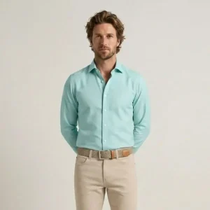 CHEMISE VERT D'EAU HOMME