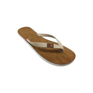 Tong en cuir sable beige cognac